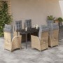 Set comedor de jardín 7 pzas con cojines ratán sintético beige en Conjuntos de jardín | Comprar online en Foru.es