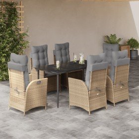 Set comedor de jardín 7 pzas con cojines ratán sintético beige en Conjuntos de jardín | Comprar online en Foru.es