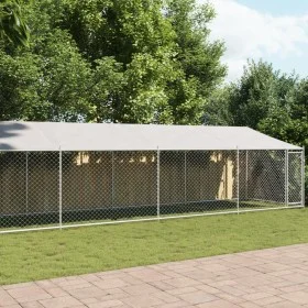 Jaula de perros techo y puerta acero galvanizado gris 10x2x2 m de , Casetas y cercados para perros - Ref: Foro24-3209571, Pre...