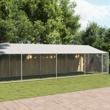 Jaula de perros techo y puerta acero galvanizado gris 10x2x2 m de , Casetas y cercados para perros - Ref: Foro24-3209571, Pre...