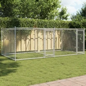 Jaula de perros con puertas acero galvanizado gris 4x2x1,5 m de , Casetas y cercados para perros - Ref: Foro24-3209573, Preci...