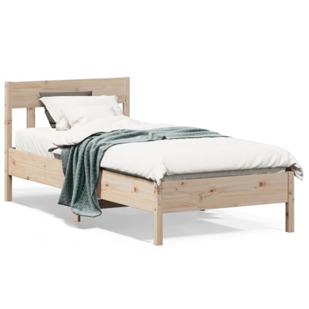 Estructura de cama con cabecero madera maciza pino 75x190 cm de , Camas y somieres - Ref: Foro24-842678, Precio: 72,48 €, Des...