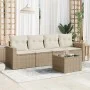 Garden sofa set with cushions 5 pieces beige synthetic rattan by , Modular outdoor sofas - Ref: Foro24-3251025, Price: 360,96...