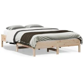 Estructura de cama madera maciza de pino 120x190 cm de , Camas y somieres - Ref: Foro24-842722, Precio: 85,26 €, Descuento: %