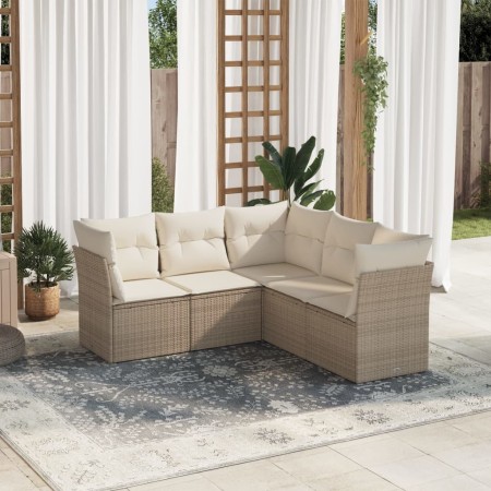Juego de sofás jardín con cojines 5 pzas ratán sintético beige de , Conjuntos de jardín - Ref: Foro24-3249457, Precio: 367,48...