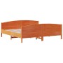 Estructura cama con cabecero madera pino marrón cera 180x200 cm de , Camas y somieres - Ref: Foro24-3216166, Precio: 254,10 €...