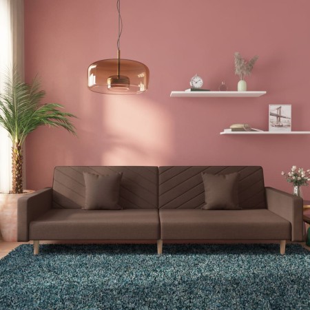 Sofá cama de 2 plazas con dos almohadas tela gris taupe de , Sofás - Ref: Foro24-375908, Precio: 301,44 €, Descuento: %