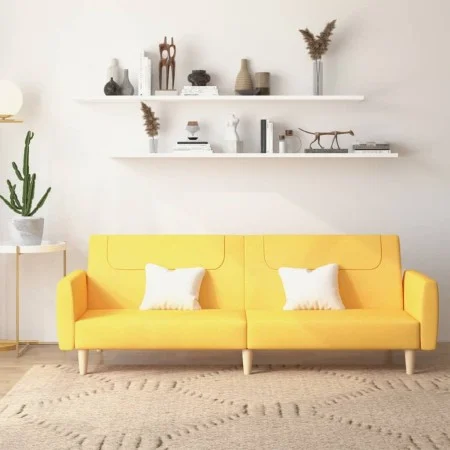 Sofá cama de 2 plazas tela amarillo de , Sofás - Ref: Foro24-375789, Precio: 268,38 €, Descuento: %