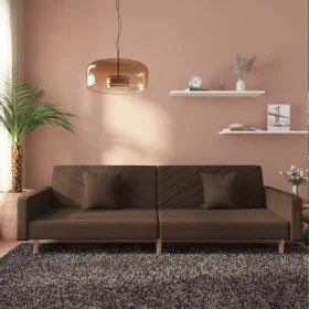 Sofá cama de 2 plazas con dos almohadas tela marrón de , Sofás - Ref: Foro24-375903, Precio: 277,01 €, Descuento: %