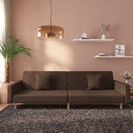 Sofá cama de 2 plazas con dos almohadas tela marrón de , Sofás - Ref: Foro24-375903, Precio: 281,37 €, Descuento: %