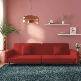 Sofá cama de 2 plazas con dos almohadas terciopelo rojo tinto de , Sofás - Ref: Foro24-375922, Precio: 263,99 €, Descuento: %