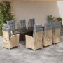 Set comedor de jardín 9 pzas con cojines ratán sintético beige en Conjuntos de jardín | Comprar online en Foru.es