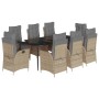 Set comedor de jardín 9 pzas con cojines ratán sintético beige en Conjuntos de jardín | Comprar online en Foru.es