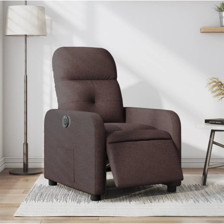 Sillón reclinable eléctrico tela marrón oscuro de , Sillones - Ref: Foro24-3206782, Precio: 230,96 €, Descuento: %