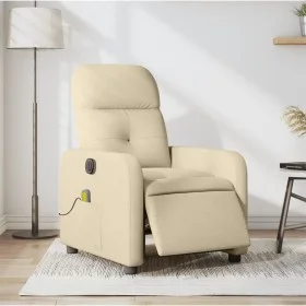 Sillón reclinable de masaje eléctrico tela color crema de , Sillones - Ref: Foro24-3206794, Precio: 255,85 €, Descuento: %