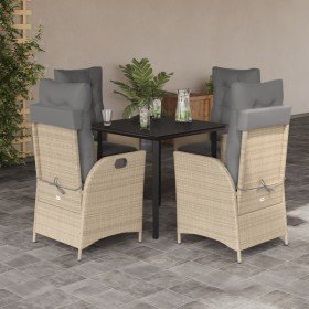 Set comedor de jardín 5 pzas con cojines ratán sintético beige en Conjuntos de jardín | Comprar online en Foru.es