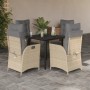 Set comedor de jardín 5 pzas con cojines ratán sintético beige en Conjuntos de jardín | Comprar online en Foru.es
