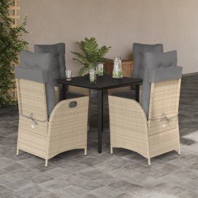 Set comedor de jardín 5 pzas con cojines ratán sintético beige en Conjuntos de jardín | Comprar online en Foru.es
