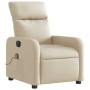 Sillón reclinable de masaje eléctrico tela color crema de , Sillones - Ref: Foro24-3206698, Precio: 267,57 €, Descuento: %