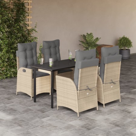 Set comedor de jardín 5 pzas con cojines ratán sintético beige en Conjuntos de jardín | Comprar online en Foru.es