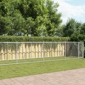 Jaula de perros con puerta acero galvanizado gris 12x2x1,5 m de , Casetas y cercados para perros - Ref: Foro24-3209582, Preci...