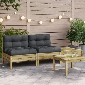Sofá de jardín con cojines y reposapiés 2 plazas de , Sofás modulares de exterior - Ref: Foro24-838184, Precio: 157,64 €, Des...