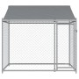 Jaula de perros techo y puerta acero galvanizado gris 2x2x2 m de , Casetas y cercados para perros - Ref: Foro24-172559, Preci...