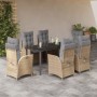 Set comedor de jardín 7 pzas con cojines ratán sintético beige en Conjuntos de jardín | Comprar online en Foru.es