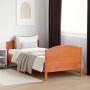 Estructura cama con cabecero madera pino marrón cera 100x200 cm de , Camas y somieres - Ref: Foro24-842565, Precio: 117,19 €,...