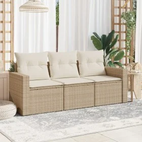 Garden sofa set with beige cushions 3 pieces PE rattan by , Modular outdoor sofas - Ref: Foro24-3250995, Price: 234,93 €, Dis...
