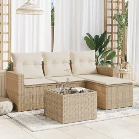 Garden sofa set with cushions 5 pieces beige synthetic rattan by , Modular outdoor sofas - Ref: Foro24-3251215, Price: 339,13...