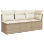Sofá de jardín de 3 plazas con cojines ratán sintético beige de , Sofás de exterior - Ref: Foro24-366076, Precio: 216,44 €, D...