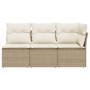 Sofá de jardín de 3 plazas con cojines ratán sintético beige de , Sofás de exterior - Ref: Foro24-366076, Precio: 216,44 €, D...