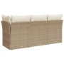 Sofá de jardín de 3 plazas con cojines ratán sintético beige de , Sofás de exterior - Ref: Foro24-366076, Precio: 216,44 €, D...