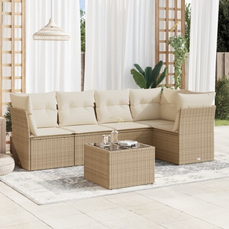 Juego de sofás jardín con cojines 6 pzas ratán sintético beige de , Conjuntos de jardín - Ref: Foro24-3249447, Precio: 416,39...