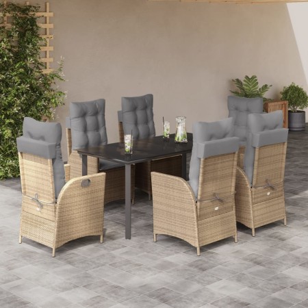 Set comedor de jardín 7 pzas con cojines ratán sintético beige en Conjuntos de jardín | Comprar online en Foru.es