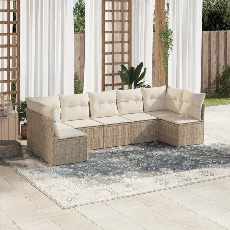 Set sofás de jardín 7 piezas y cojines ratán sintético beige de , Conjuntos de jardín - Ref: Foro24-3249267, Precio: 497,10 €...
