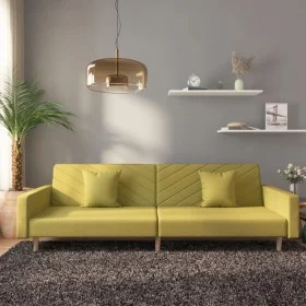 2-seater sofa bed with two green fabric pillows by , Sofas - Ref: Foro24-375905, Price: 274,00 €, Discount: %