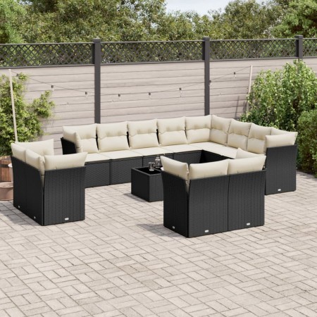 Set de sofás de jardín y cojines 13 pzas ratán sintético negro de , Conjuntos de jardín - Ref: Foro24-3250375, Precio: 856,14...