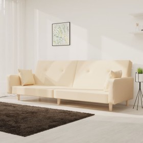 Sofá cama de 2 plazas con dos almohadas tela color crema de , Sofás - Ref: Foro24-375744, Precio: 269,85 €, Descuento: %