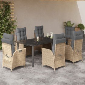 Set comedor de jardín 7 pzas con cojines ratán sintético beige en Conjuntos de jardín | Comprar online en Foru.es
