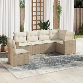 Garden sofa set with cushions 6 pieces beige synthetic rattan by , Modular outdoor sofas - Ref: Foro24-3251365, Price: 434,03...