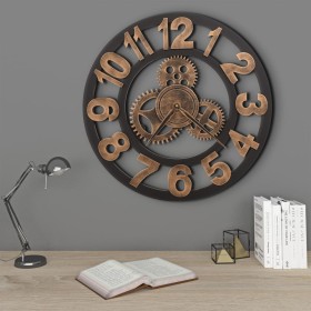 Reloj de pared de metal dorado y negro 58 cm de vidaXL, Relojes de pared - Ref: Foro24-283861, Precio: 62,79 €, Descuento: %