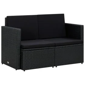2-seater garden sofa with black synthetic rattan cushions by , Outdoor sofas - Ref: Foro24-45784, Price: 192,05 €, Discount: %