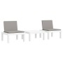 Juego de muebles de jardín 3 piezas con cojines PP blanco de , Conjuntos de jardín - Ref: Foro24-3203732, Precio: 169,04 €, D...