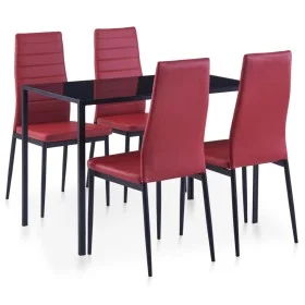 Conjunto de mesa y sillas de comedor 5 piezas color vino tinto de vidaXL, muebles para cocinas y comedores - Ref: Foro24-2816...