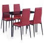 Conjunto de mesa y sillas de comedor 5 piezas color vino tinto de vidaXL, muebles para cocinas y comedores - Ref: Foro24-2816...