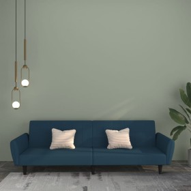 Sofá cama de 2 plazas terciopelo azul de , Sofás - Ref: Foro24-375857, Precio: 269,53 €, Descuento: %