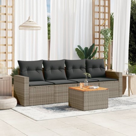 Juego de sofás jardín con cojines 5 pzas ratán sintético gris de , Conjuntos de jardín - Ref: Foro24-3224002, Precio: 282,10 ...
