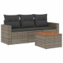 Set de sofás de jardín 4 pzas y cojines ratán sintético gris de , Conjuntos de jardín - Ref: Foro24-3223995, Precio: 231,53 €...